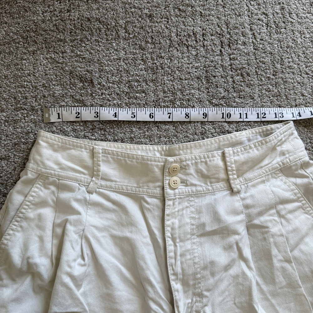 Madewell Pleated Cotton Linen Shorts Cream Sz 6 Coastal Minimal Tailored Preppy - Picture 6 of 11